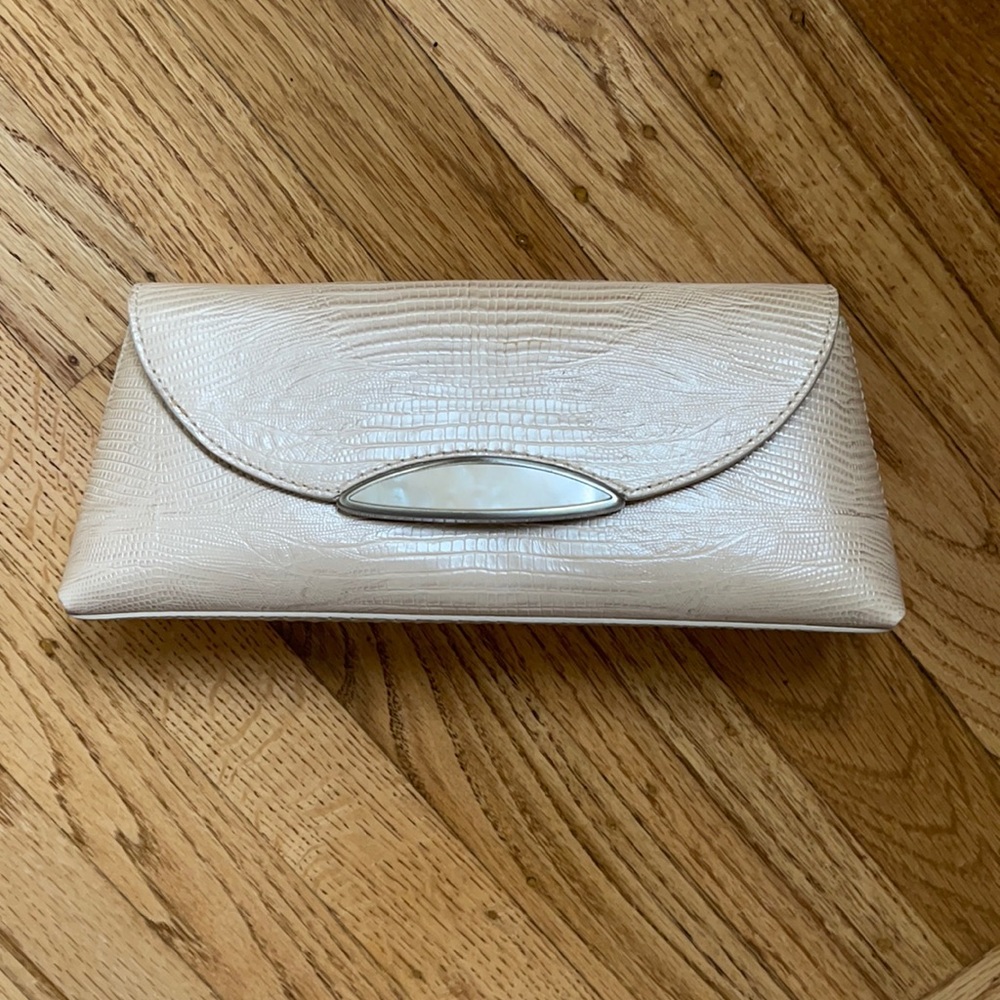 Ann Taylor creme/pearl colored clutch